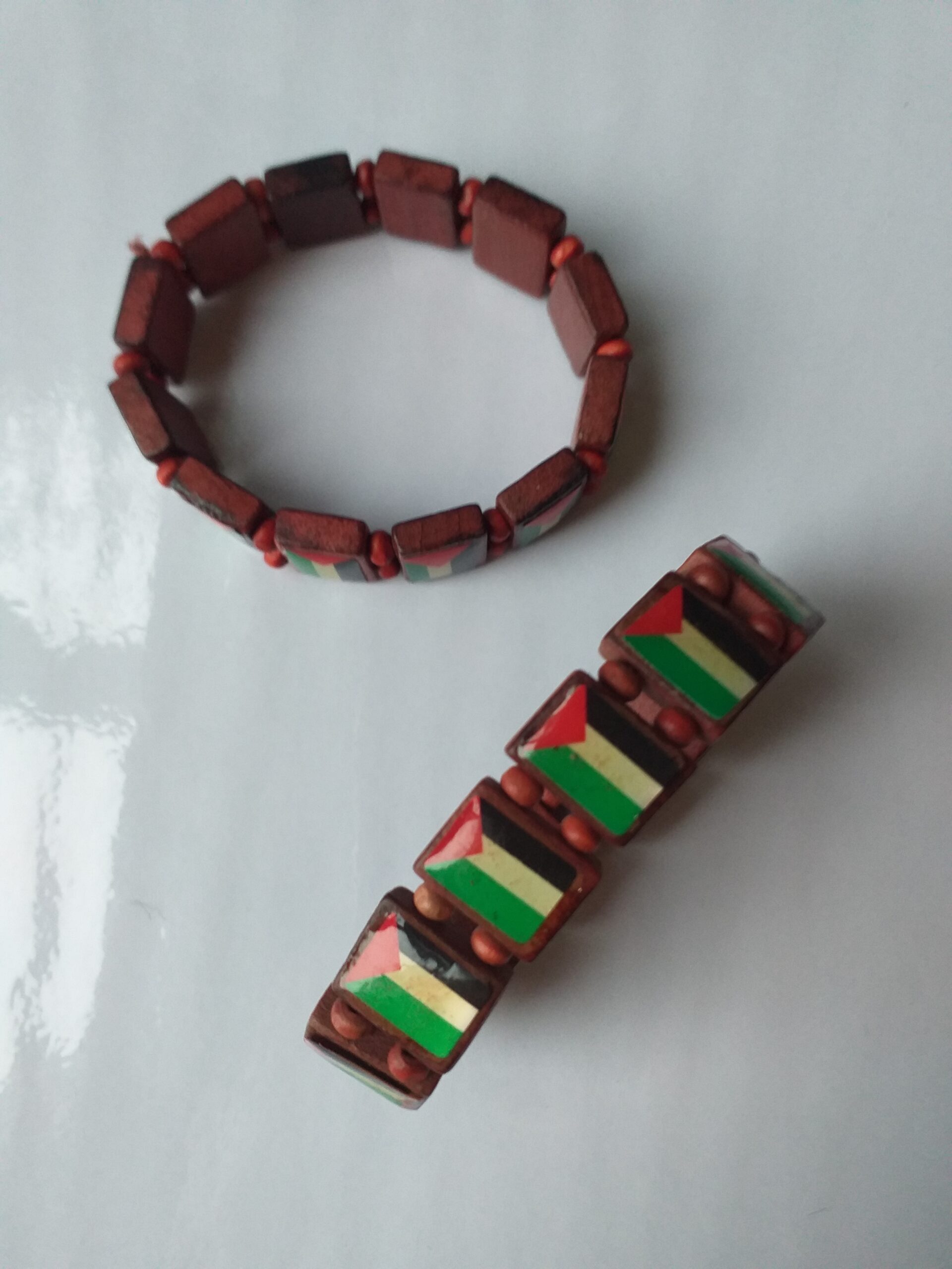 Bracelet En Bois Précieux Et Os D'élevage - Multicolore, Cuivre - Style Années 70 - Pakistan - Occasion